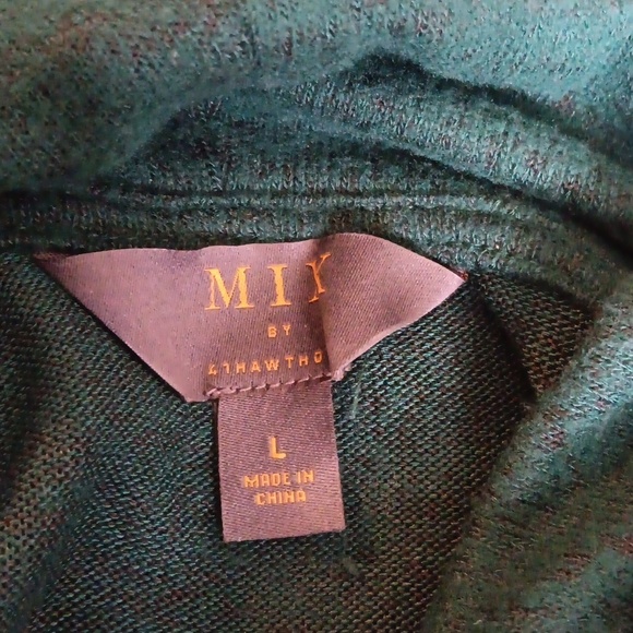 Slouchy Soft Long Cowl Drawstring Top, Women's Large, Green - Picture 8 of 9